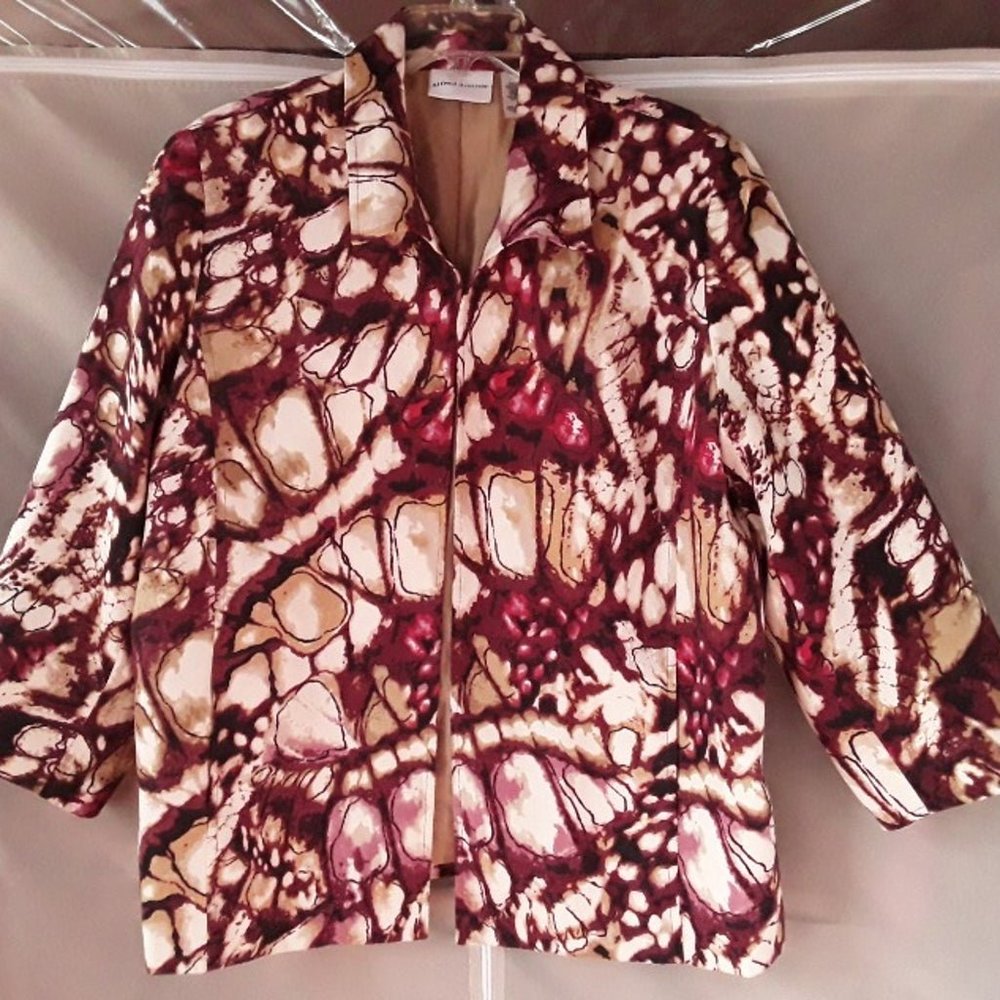 Alfred Dunner Women's 18 Jacket Open Style Microfiber 3/4 Sleeves Fully Lined